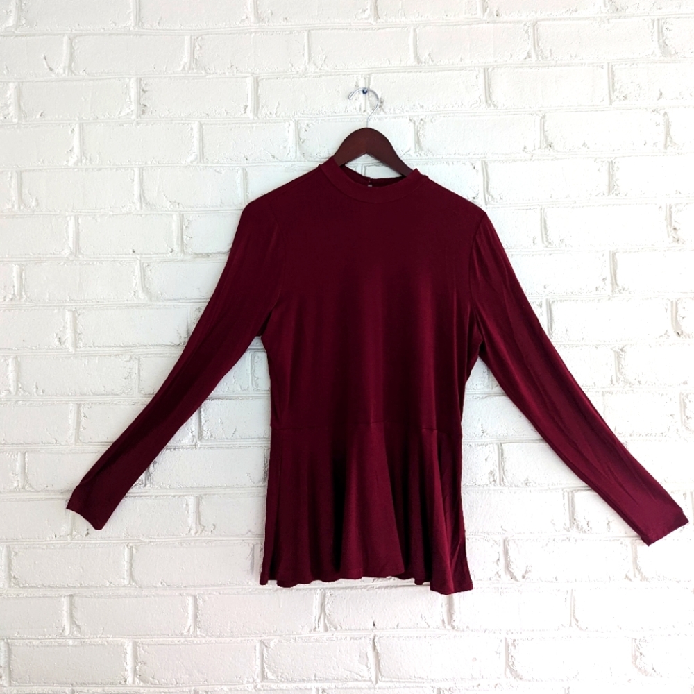 ModCloth Maroon Pemplum Top Size L